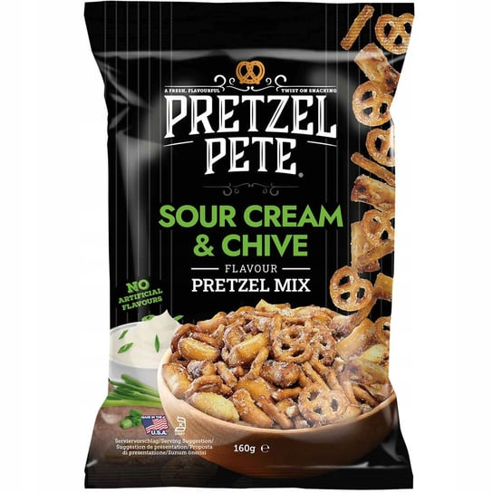 Pretzel Pete Pretzel Mix Sour Cream & Chive - Precle z kwaśną śmietaną i szczypiorkiem 160g Inna marka