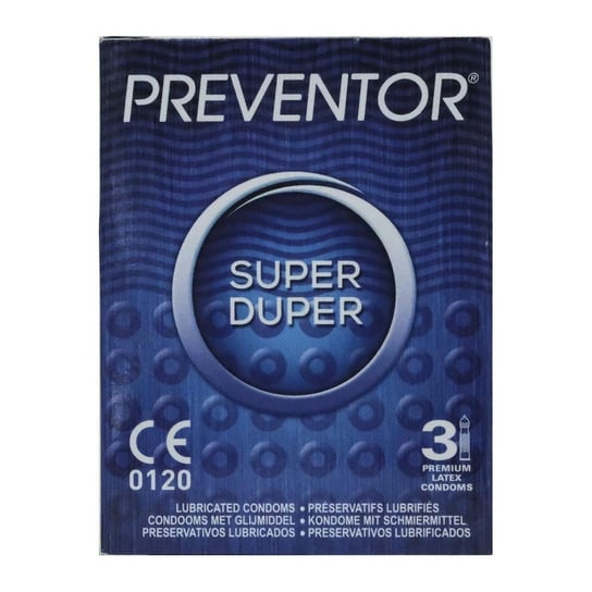 Preventor, Super Duper, Prezerwatywy prążkowane Waniliowe, 3 szt. Preventor