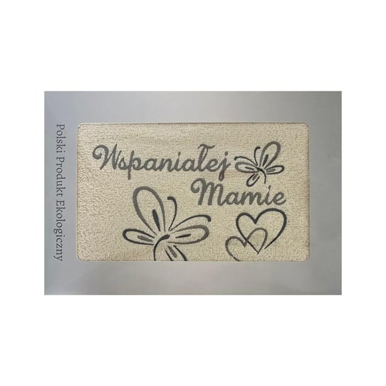Prezent dla mamy ręcznik 70x140 Wspaniałej Mamie kremowy serduszka w pudełku na Dzień Matki motylki Extrapościel