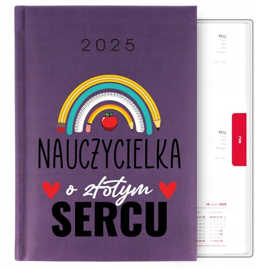 Prezent dla nauczyciela: Ekskluzywny kalendarz FIOLETOWY A5 2025 MIX WZORY Inna marka