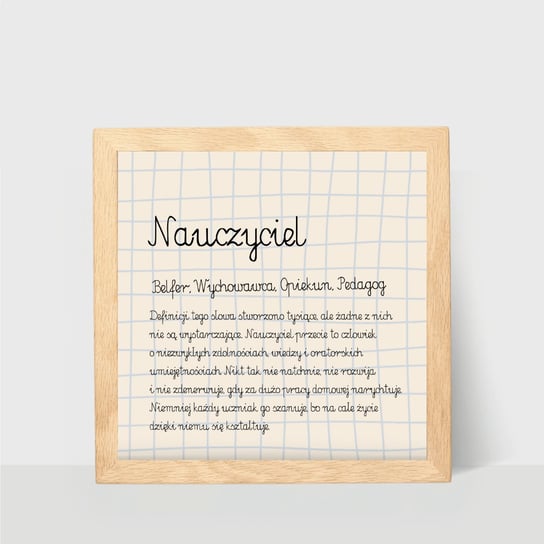 Prezent dla nauczyciela, plakat 20x20 z podziękowaniem, dekoracja na biurko lub ścianę dodumu