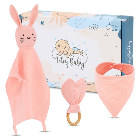 Prezent na narodziny - prezenty dla niemowlaka ZESTAW kołderka, śliniaczek, gryzak niemowlęcy prezent dla dziewczynki i chłopca Amazinggirl