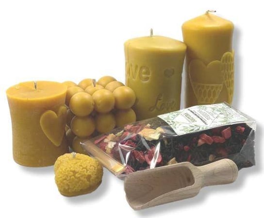 PREZENT na WALENTYNKI ZESTAW 5 ŚWIEC SERCE HERBATA Natural Wax Candle