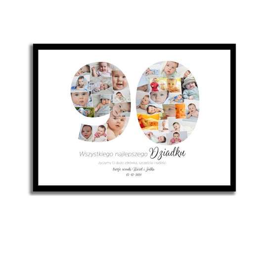 Prezent plakat kolaż na 90 urodziny, na 90-tkę, 90-tka, 90tka, 90tkę, Sowia Aleja Inna marka