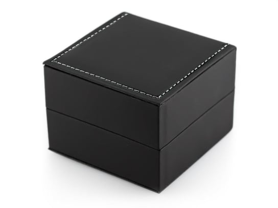 Prezentowe pudełko na zegarek - eko czarne przeszywane białą nicią matowe Tayma