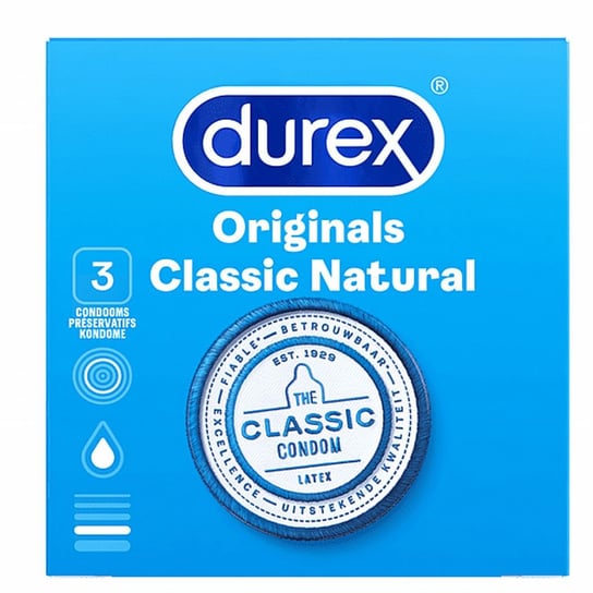 Prezerwatywy - Durex Originals Classic Natural Condoms, Wyrób medyczny, 3 Szt Durex