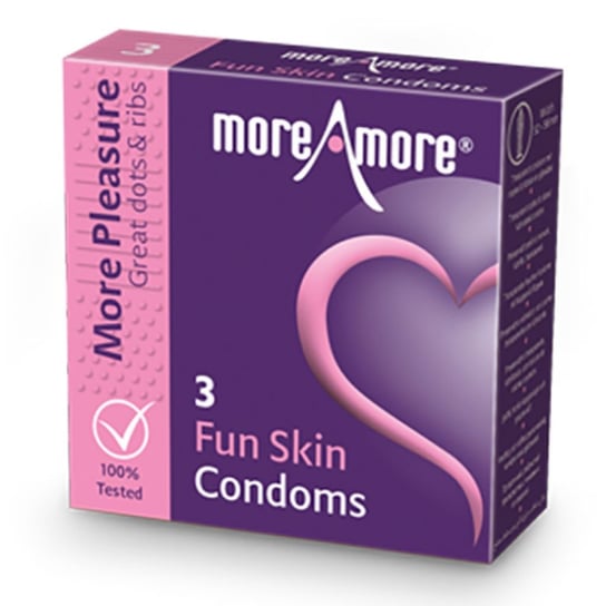 Prezerwatywy Z Prążkami I Wypustkami - Moreamore Condom Fun Skin 3 Szt Moreamore