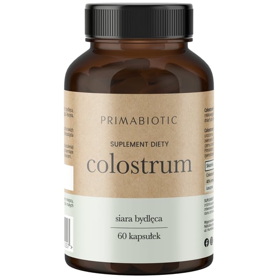 Primabiotic, Colostrum, Naturalne Siara Bydlęca Odporność Bovinum, 60 Kaps. Primabiotic