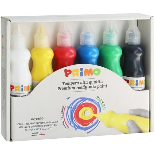 PRIMO 2533TL6 Gwasz najwyższej jakości, w butelce 75 ml z wylewem, 6 kolorów. Primo