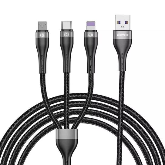 Proda Quark pro 3w1 kabel USB - Lightning / USB Typ C/ micro USB 5A 1,2m czarny (PD-B59th) Inna marka