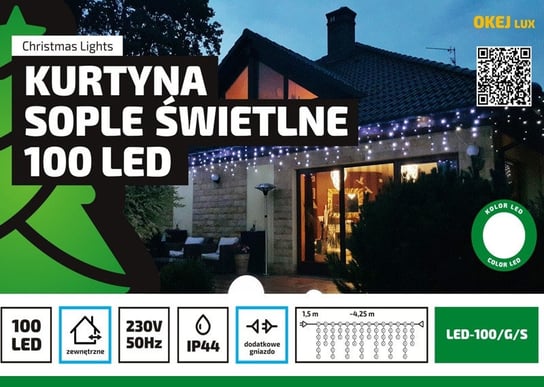 Profesjonalna Kurtyna Sople LED 4,25 m 100 LED OLED-100/G/S/X, barwa ciepła biała Multimix
