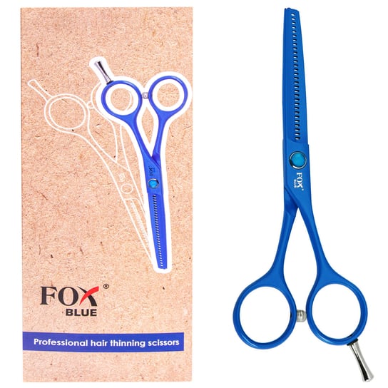 Profesjonalne nożyczki fryzjerskie FOX niebieskie precyzyjne cięcie, nie niszczą, ostre i trwałe, teflonowa powłoka Fox