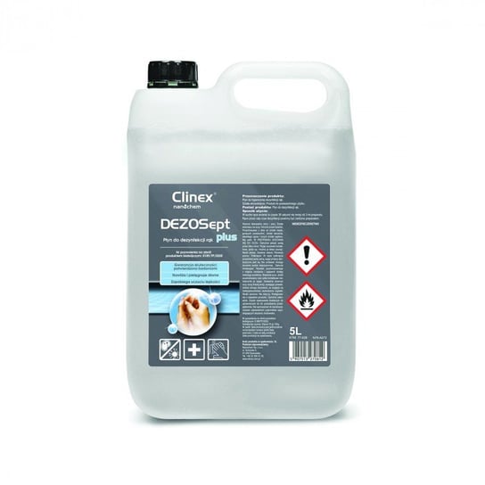 Profesjonalny Płyn Do Dezynfekcji Rąk Clinex Dezosept Plus 5 L Wirusobójczy, Bakteriobójczy Clinex