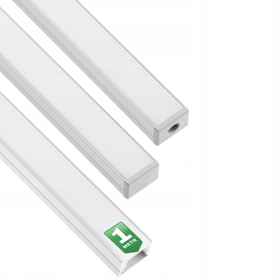 Profil Aluminiowy Anodowany do LED KM33 Srebrny Natynkowy 1m + Przesłona mleczna + Zaślepki Lumiled