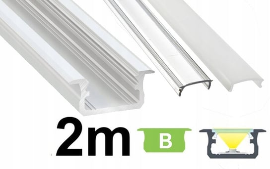 PROFIL ALUMINIOWY biały wpuszczany typ B do taśm LED 2m + KLOSZ LED-ONE