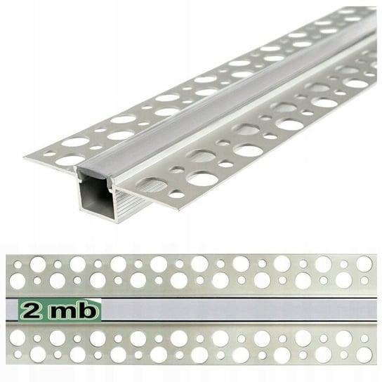PROFIL aluminiowy do taśm LED do płyt karton-gips GK + KLOSZ 2m LED-ONE