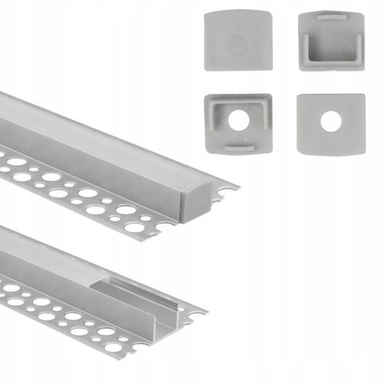 Profil Aluminiowy Natynkowy do Taśm LED do Płyt Karton/Gips 2m + Klosz Ecolight