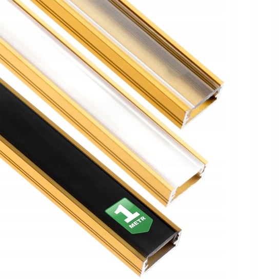 Profil Aluminiowy natynkowy MINI do taśm LED nawierzchniowy, nakładany 1m Złoty + Mleczny Klosz Lumiled