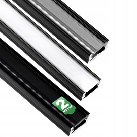 Profil Aluminiowy natynkowy MINI do taśm LED nawierzchniowy, nakładany 2m Czarny + Mleczny Klosz Lumiled