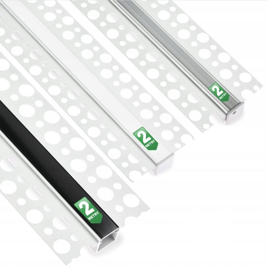 Profil Aluminiowy Podtynkowy Architektoniczny do LED Wpuszczany do Płyt KARTON / GIPS 2m + Mleczny Klosz Lumiled