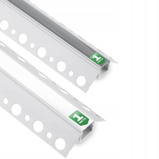 Profil Aluminiowy Podtynkowy Architektoniczny Narożny Typ Z do LED Wpuszczany do Płyt KARTON / GIPS 1m + Mleczny Klosz Lumiled