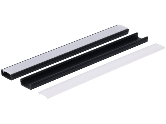Profil LED PCV Line Slim 16x7 o długości 3m w kolorze czarnym z osłoną mleczną Prescot