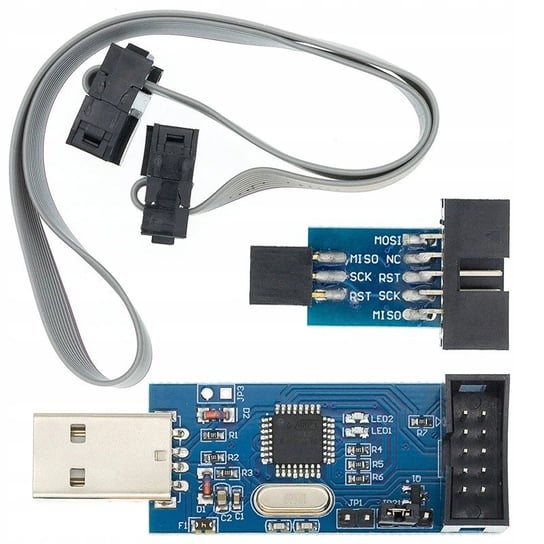 Programator ATMEGA AVR zgodny USBasp ISP + taśma IDC + adapter Jomardyan