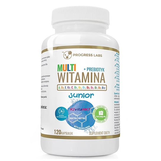 Progress Labs Multi Witamina+Prebiotyk Junior Suplement diety, 120 kaps. Progress Labs
