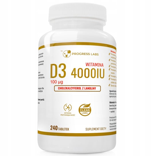 Progress Labs Witamina D3 4000IU 240 tabletek Inna marka