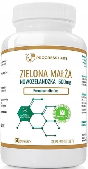 Progress Labs, Zielona małża nowozelandzka 500 Mg Stawy Kości, Suplement diety, 60 kaps. Progress Labs