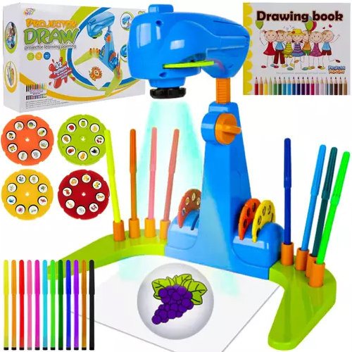 Projektor Rzutnik Do Rysowania Malowania Dla Dzieci + Akcesoria Niebieski AMT
