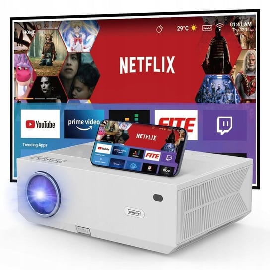 Projektor Rzutnik LED Android WiFi 5G SMART TV FULL HD 4K 13500lm Bluetooth Zenwire