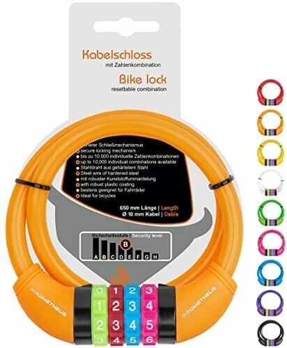 Prometheus Zamek Rowerowy Dla Dzieci, Zamek Kablowy Do Roweru Dziecięcego, Kod Numeryczny 650 Mm W Kolorze Pomarańczowym Inny producent