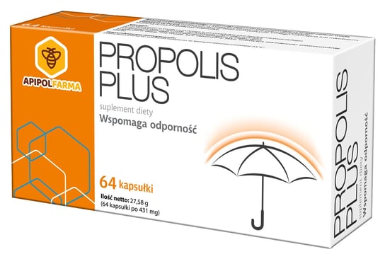 Propolis Plus, suplement diety, kapsułki miękkie, 64 sztuki Farmina