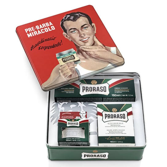 Proraso Vintage Selection Gino, Orzeźwiający zestaw do golenia dla mężczyzn Proraso
