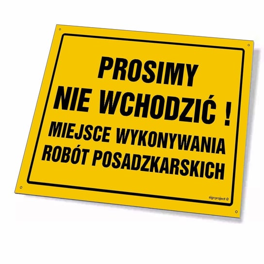 Prosimy nie wchodzić! Miejsce wykonywania robót posadzkarskich 35 X 25 CM, BN - PŁYTA ŻÓŁTA 0,6MM LIBRES POLSKA SP LIBRES