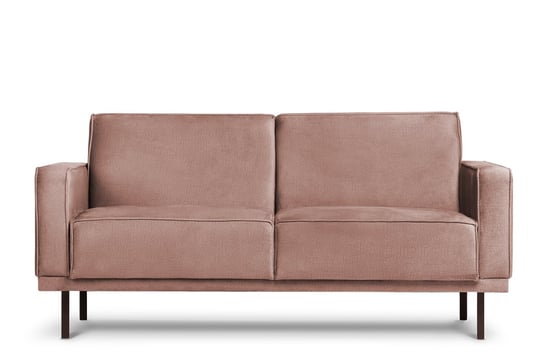 Prosta sofa dwuosobowa na metalowych nóżkach różowa BARO Konsimo