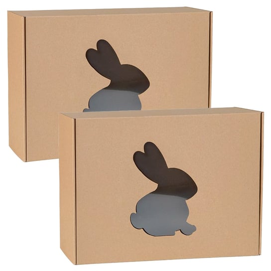 Prostokątne pudełko fasonowe z okienkiem królik, pudełko prezentowe 45x30x10 cm x2 sarcia.eu