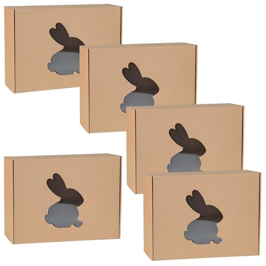 Prostokątne pudełko fasonowe z okienkiem królik, pudełko prezentowe 45x30x10 cm x5 sarcia.eu
