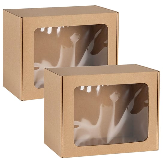 Prostokątne pudełko fasonowe z okienkiem, pudełko prezentowe 25x20x10 cm x2 sarcia.eu