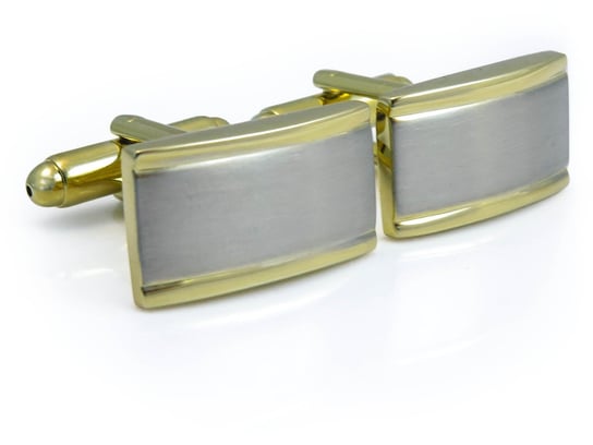 Prostokątne srebrno-złote spinki do mankietów N98 Modini