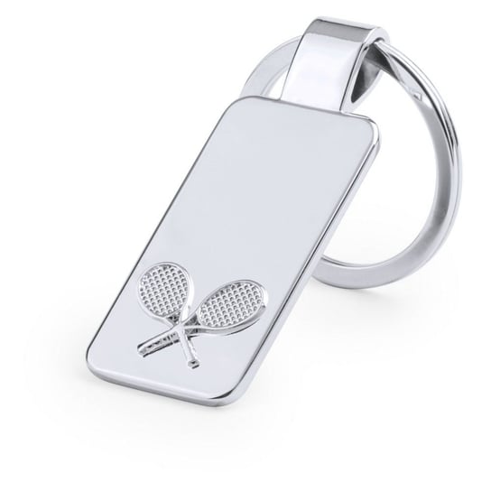 Prostokątny brelok do kluczy z motywem sportowym srebrny HelloShop