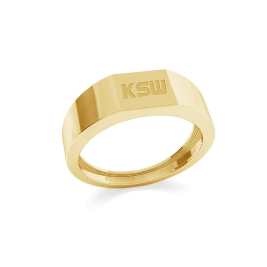Prostokątny sygnet z logo KSW, srebro 925 : ROZMIAR PIERŚCIONKA - 28 | UK: Y | Φ21,67 MM , Srebro - kolor pokrycia - Pokrycie żółtym 18K złotem GIORRE