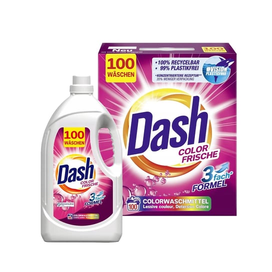 Proszek 6 kg + Żel 5 L do prania koloru DASH 100 prań DASH