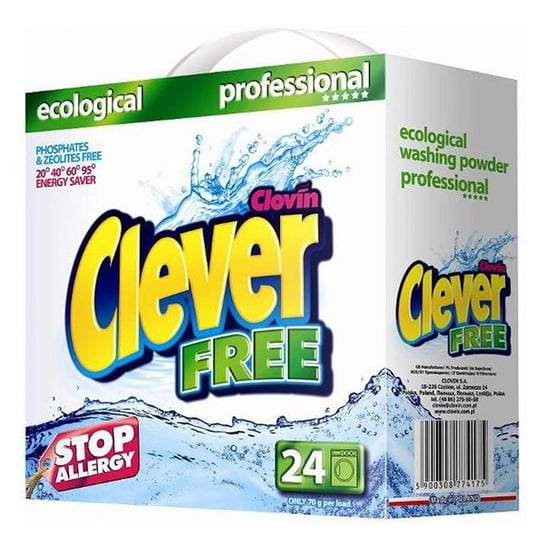 Proszek do prania Ekologiczny CLEVER FREE, 1,68 kg Clovin