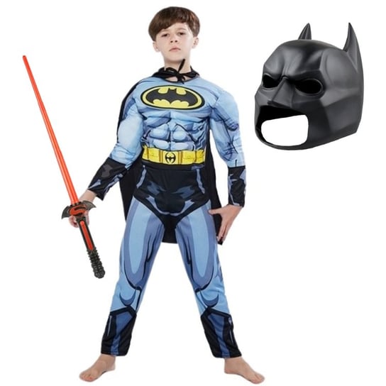 Przebranie Batman Superbohater 110/116 Z Metki S  Maska Kask Miecz Świetlny Hopki