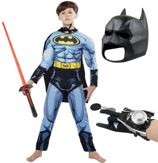 Przebranie Batman Superbohater 110/116 Z Metki S  Maska Kask Miecz Świetlny Rękawica Hopki
