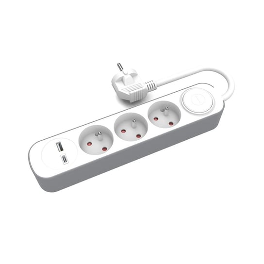 Przedłużacz 1,5m, 3 gniazda, z włącznikiem i gniazdami USB-A i USB-C PLASTROL LOTYŃ