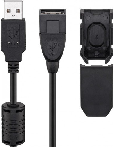 Przedłużacz USB 2.0 Hi-Speed z klipsem zabezpieczającym, Czarny - Długość kabla 2 m Inna marka