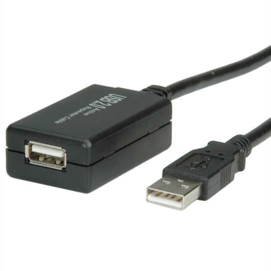 Przedłużacz VALUE USB 2.0 z aktywnym repeaterem, czarny, 12 m Value
